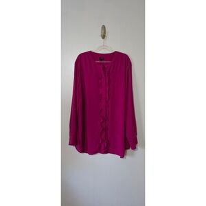 Talbots Woman Ruffle Blouse Plus Size Pink Workplace Mature Festive Party Date